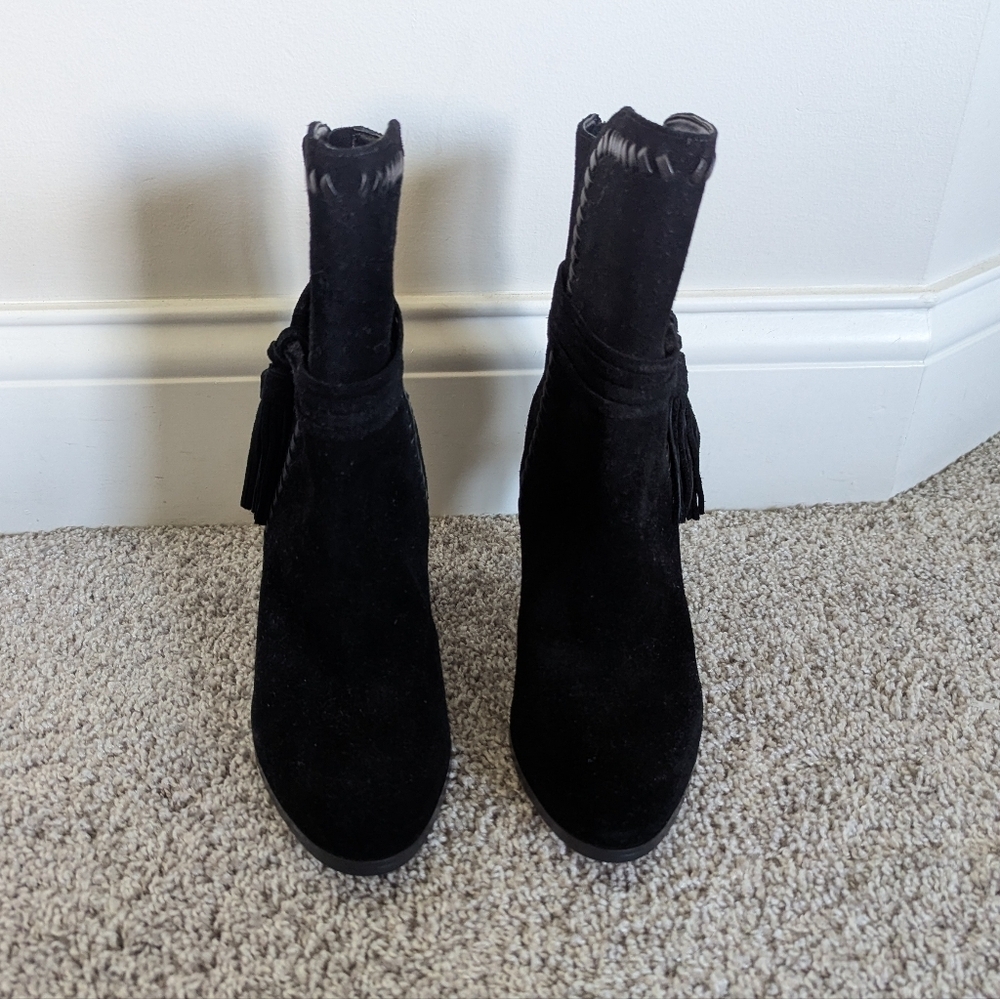 Coach Jessie Suede Silky Nappa Black Tassel Heeled Boots sz 7 - Picture 3 of 10